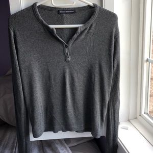 Brandy Melville Grey Half Down Button Long Sleeve